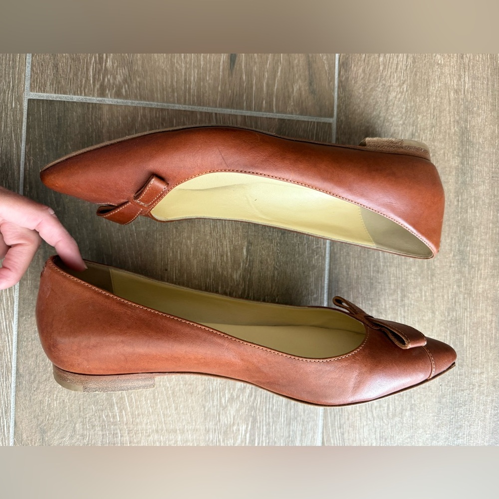 Sarah Flint Natalie Bow Flats in Saddle Vachetta Brown Leather - 38 EU / 8 US - Picture 2 of 9